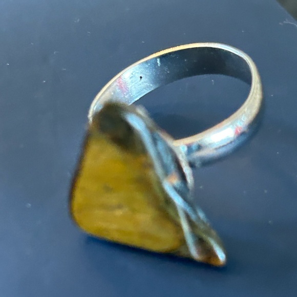 Gorgeous Natural Tumbled Amber Stone Ring Adjustable Band - Picture 14 of 16